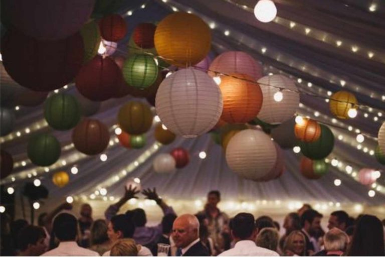 Good-looking lighting canopy at a wedding reception