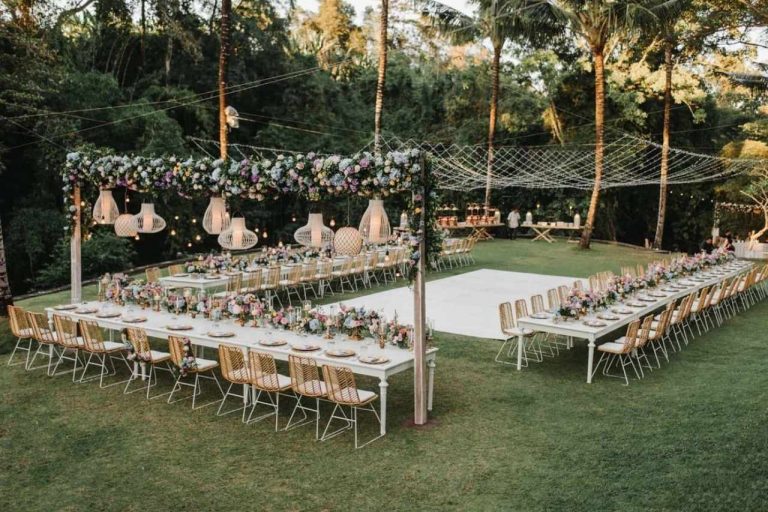 Attractive lighting canopy at a wedding