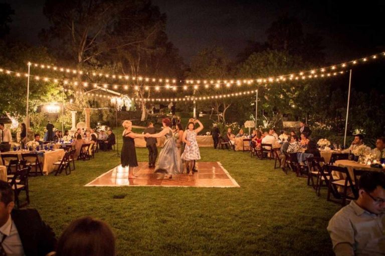 Pleasing lighting canopy at a wedding party