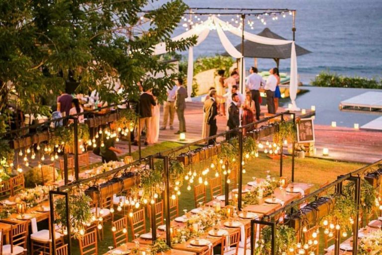 Mesmerizing lighting canopy at a wedding reception