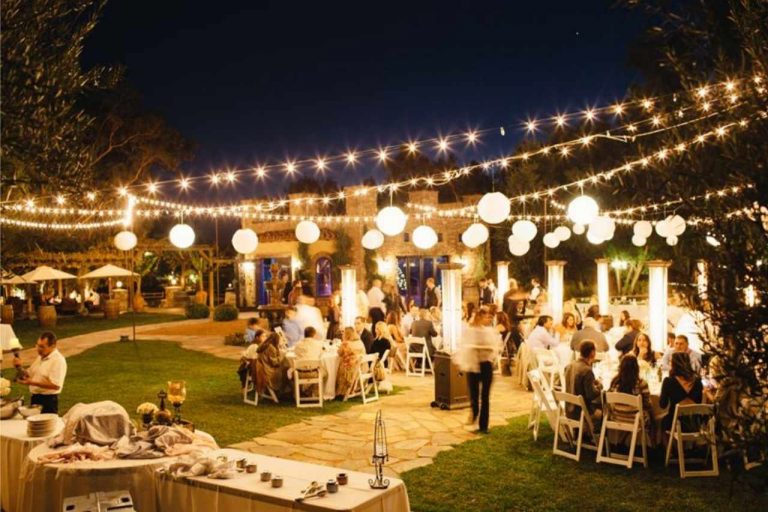 Charming fairy lights at a wedding party